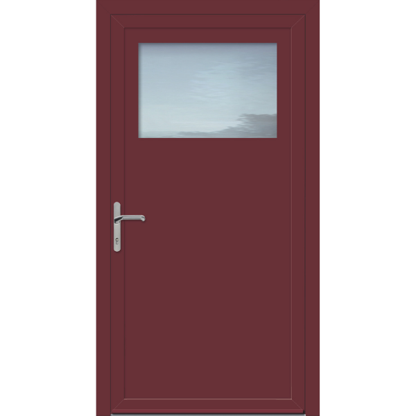 Nebeneingangstür aus Aluminium in Weinrot