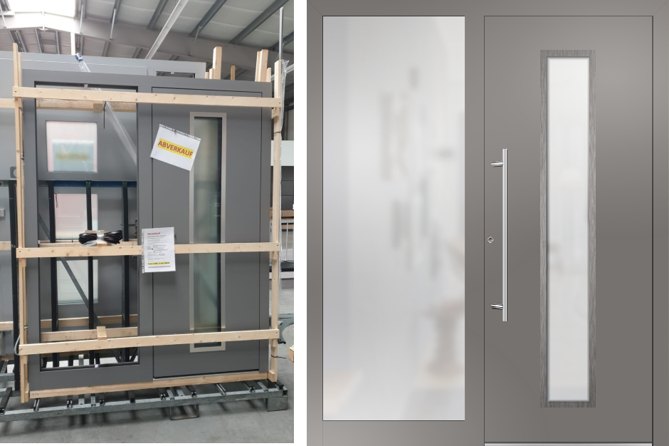 Graualuminium Haustür mit Seitenteil