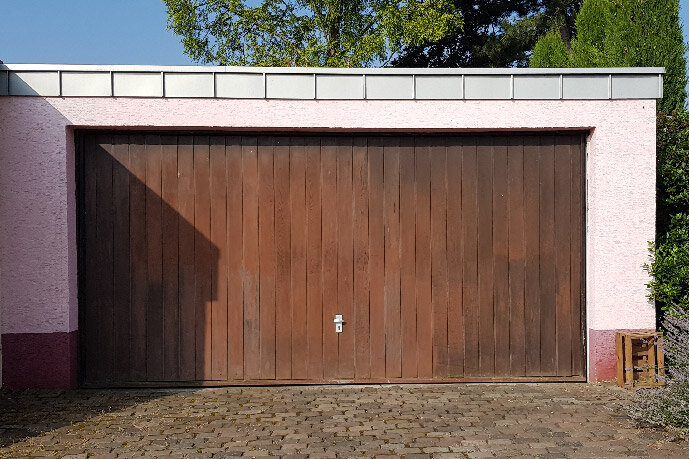Old wooden garage door